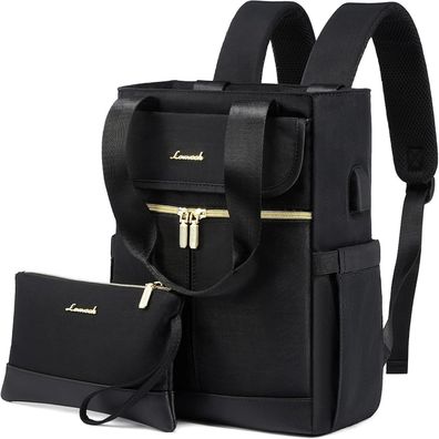 Damen Rucksack Klein Cityrucksack Handtasche USB Mini Tasche Daypack Schwarz