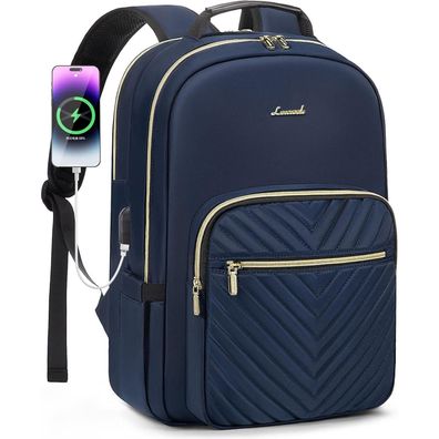 Laptop Rucksack Damen 15,6 Zoll Wasserdicht USB-Ladeanschluss Blau