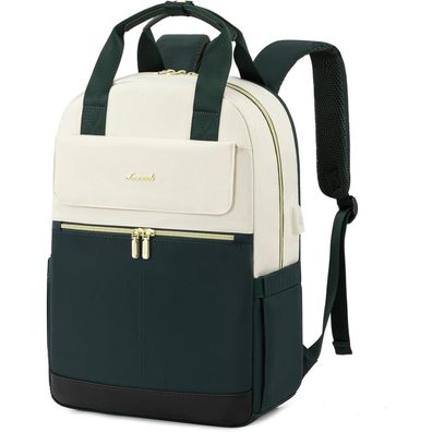 Lovevook Rucksack Damen 15,6 Zoll Laptopfach Wasserdicht Dunkelgrün