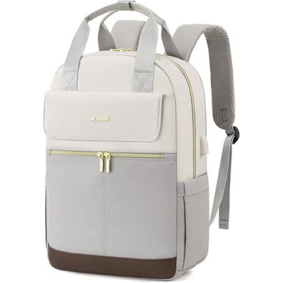 Damen Rucksack 15,6 Zoll Laptopfach Wasserdicht Hellgrau