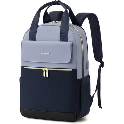 Rucksack Damen 15,6 Zoll Laptopfach Wasserdicht Uni Reise Büro Blau