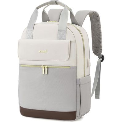 Lovevook Damen Rucksack 17 Zoll Laptop Schulrucksack Wasserdicht Hellgrau