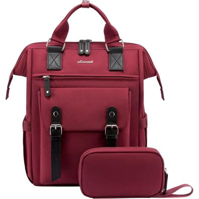 Lovevook Laptop Rucksack Damen 15,6 Zoll Schulrucksack Wasserdicht Rot