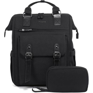 Lovevook Damen Rucksack Groß Laptop Schulrucksack Wasserdicht 17 Zoll Schwarz