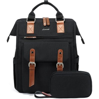 Lovevook Damen Rucksack 17 Zoll Laptop Schulrucksack, Wasserdicht Schwarz