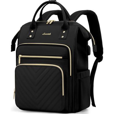 Rucksack Damen Groß 17,3 Zoll Laptop Schulrucksack Wasserdicht Schwarz