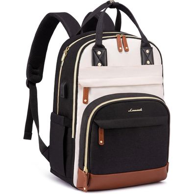 Lovevook Damen Rucksack 15.6 Zoll Laptop Wasserdicht Schwarz Beige