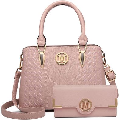 Miss Lulu Damen Handtasche Mittelgroß PU-Leder Organizer Henkeltasche