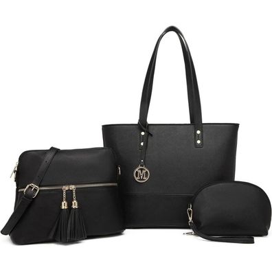Miss Lulu Damen Handtasche Henkeltasche 3-in-1 Set - Shopper Tote