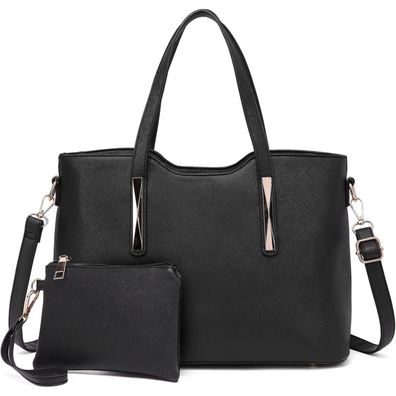 Miss Lulu Damen Handtasche Shopper Schultertasche Set PU-Leder 2-teilig