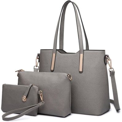 Miss Lulu Handtaschen-Set Damen Grau 3/4-teilig
