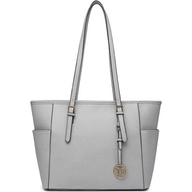 Miss Lulu Damen Handtasche Schultertasche Shopper Groß Schwarz Lederimitat