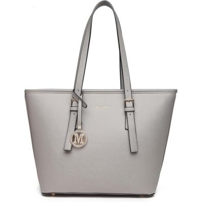 Miss Lulu Damen Shopper Handtasche Schultertasche Grau