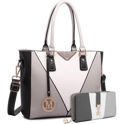 Miss Lulu Damen Handtasche V-Form Shopper Synthetische Ledertasche