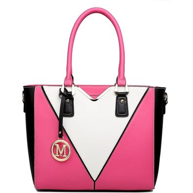 Miss Lulu Damen Handtasche Schultertasche Shopper V-Design Ledertasche