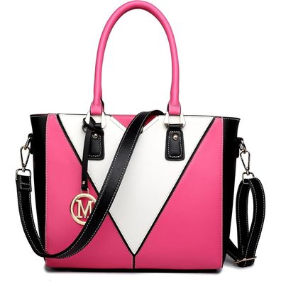 Miss Lulu Damen Handtasche Schultertasche Shopper Arbeitstasche Büro V-förmiges