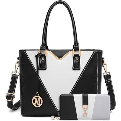 Miss Lulu Damen Handtasche Schultertasche Shopper Henkeltasche Büro V-Design
