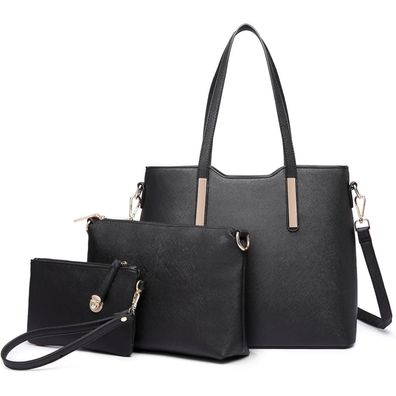 Miss Lulu Damen Handtasche Set Shopper Schultertasche Henkeltasche PU Leder