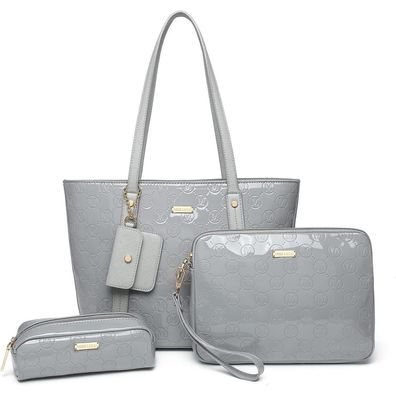 Miss Lulu Damen Handtasche Shopper Set Mittelgroß PU-Leder Organizer