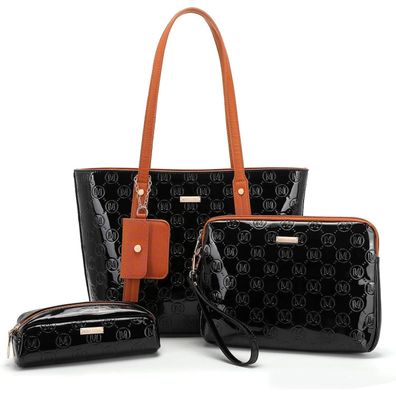 Miss Lulu Damen Handtasche Shopper Mittelgroß 3-teiliges Set