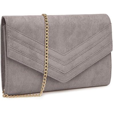 Miss Lulu Damen Clutch Abendtasche Elegant Schwarz/Rosa mit Kette