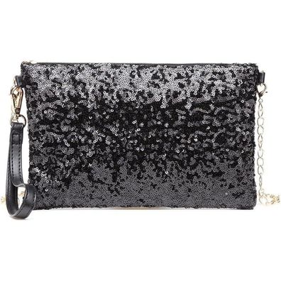 Miss Lulu Damen Mini Pailletten Clutch Umhängetasche Schultertasche
