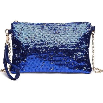 Miss Lulu Damen Mini Pailletten Clutch Umhängetasche 25x15 cm