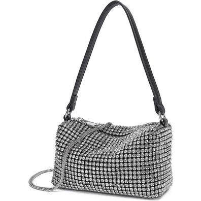 Miss Lulu Glitzer Clutch Damen Kristall Diamant Abendtasche Umhängetasche