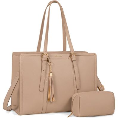 Lovevook Laptoptasche 15,6 Zoll Schultertasche Hellbraun