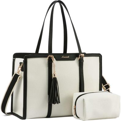 15,6 Zoll Laptop Handtasche Damen Canvas Schultertasche Elegante Aktentasche
