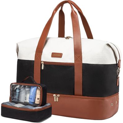 Damen Reisetasche Weekender Handgepäck Kulturtasche Schuhfach Schwarz
