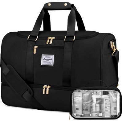 Lovevook Sporttasche Damen Weekender Reisetasche Schwarz
