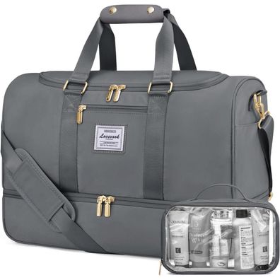 Lovevook Sporttasche Damen Weekender Reisetasche wasserdicht Grau