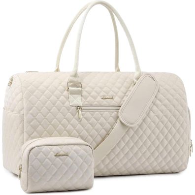 Lovevook Damen Reisetasche Weekender Sporttasche Handgepäck Beige