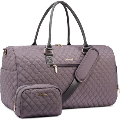Lovevook Sporttasche Damen Reisetasche Weekender Wasserdicht Violett-grau