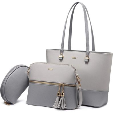 Große Lovevook Damen Handtasche Schultertasche 3-tlg. Set Leder