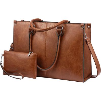 Lovevook Laptoptasche Damen Handtasche 15.6 Zoll Shopper Tote Bag in Lederoptik