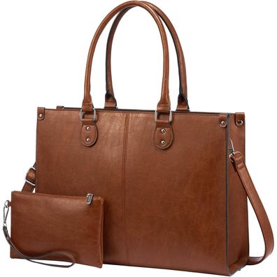 Lovevook Laptoptasche Damen 17.3 Zoll PU Leder Shopper Tasche Arbeitstasche