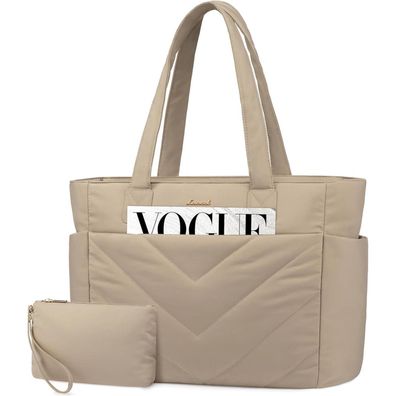Laptoptasche Damen 15,6 Zoll Handtasche Groß Business Schultertasche Khaki