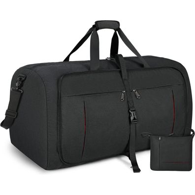 NUBILY Faltbare Reisetasche Sporttasche 65L Damen Herren Schwarz