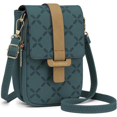 Handytasche Damen Leder RFID Umhängetasche große Kapazität Blau