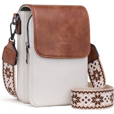 Muiikola Handytasche RFID Blockierung Damen Leder Große Kapazität Beige-Braun