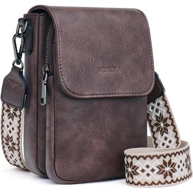 Muiikola Handytasche Damen Leder RFID Umhängetasche große Kapazität Blauer Gurt