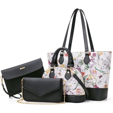 Damen Handtasche Set mit Schultertasche Tragetasche 4-teilig