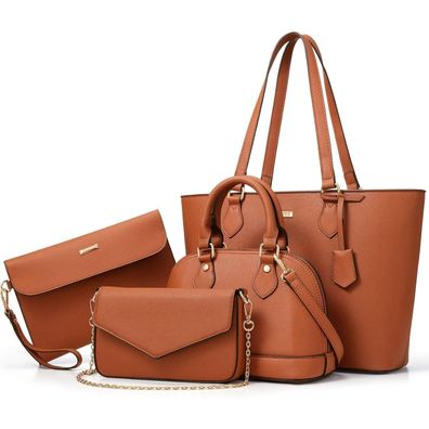 Damen Handtasche 4-teiliges Set Schultertasche Tragetasche Büro Reise Geschenk