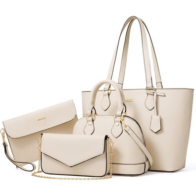 Bagsure Damen Handtaschen Set 4-teilig Rosa Schultertasche Tragetasche