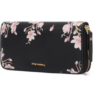 Damen Geldbörse groß Langformat Blumen Prägung RFID-Blockierung Beige