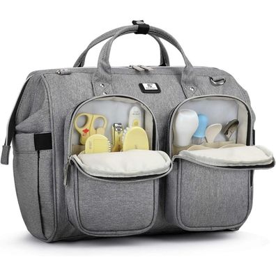 Wickeltasche mit wasserdichter Wickelunterlage und Kinderwagenhaken