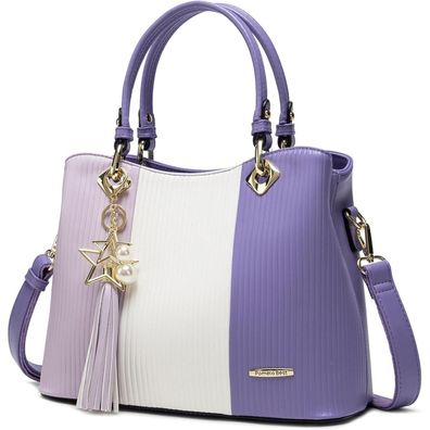 Damen Handtasche gestreift Umhängetasche schöne Farbkombination innen Taschen
