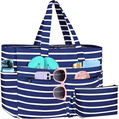 WACCET XXL Strandtasche Damen Wasserdicht Reißverschluss Mehrere Taschen Tote